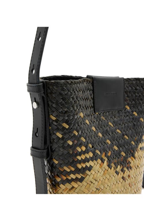 Shop Allsaints Ebro Straw Crossbody Bag In Black/brown