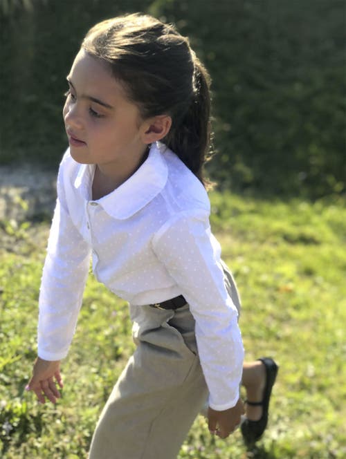 Hope & Henry Baby Girls' Peter Pan Collar Top, Infant In White