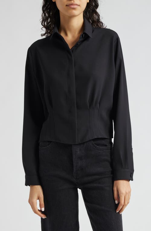 Shop Emporio Armani Pintuck Crepe Crop Jacket In Solid Black