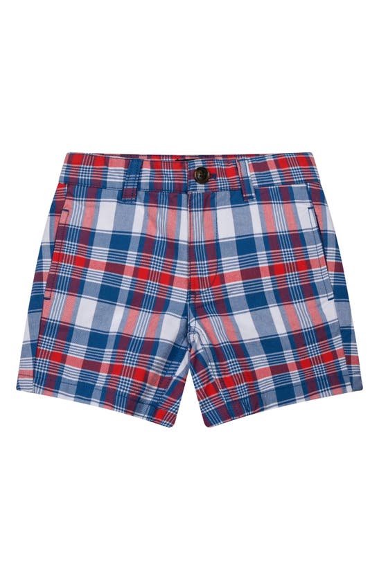 Brooks Brothers Kids' Plaid Stretch Cotton Chino Shorts In Blue