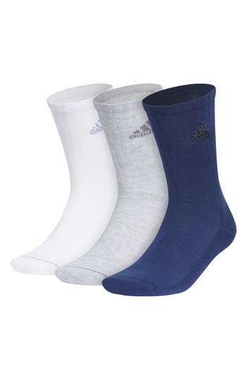 Adidas Originals Adidas Classic Cushioned 3-pack Crew Socks In White/heather/indigo Blue