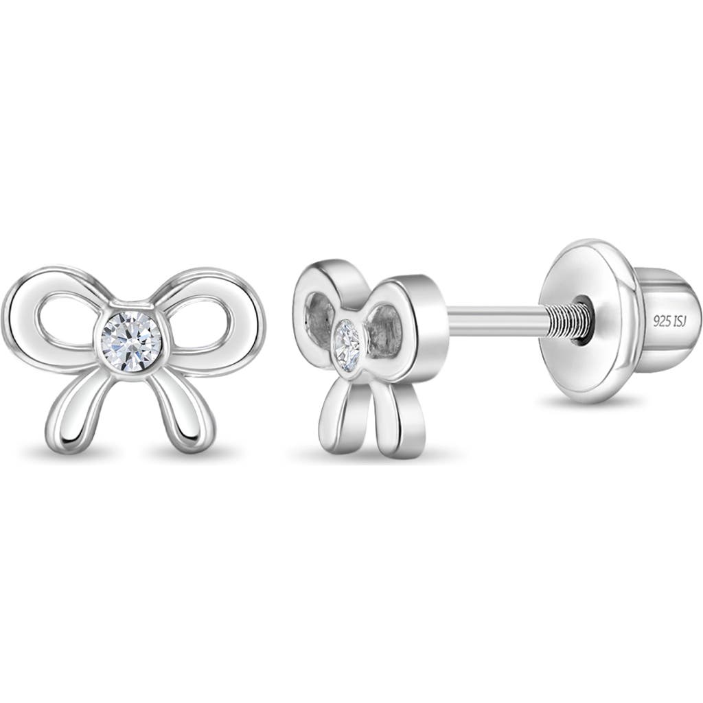 In Season Jewelry Delicate Cubic Zirconia Bow Earrings In Silver