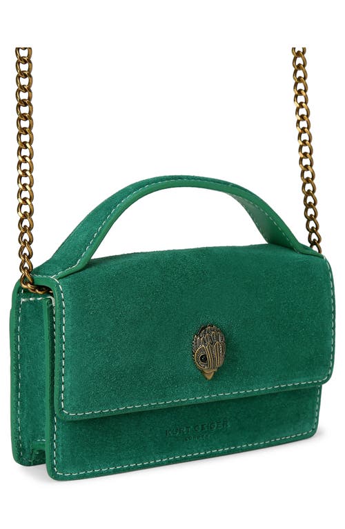 Shop Kurt Geiger London Extra Small Suede Top Handle Bag In Green
