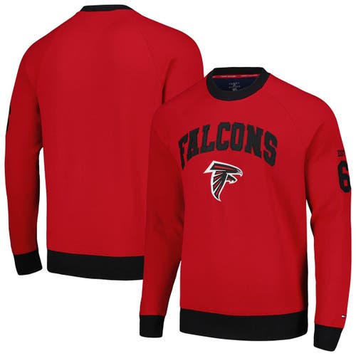 Men's Tommy Hilfiger Red Atlanta Falcons Reese Raglan Tri-Blend Pullover Sweatshirt