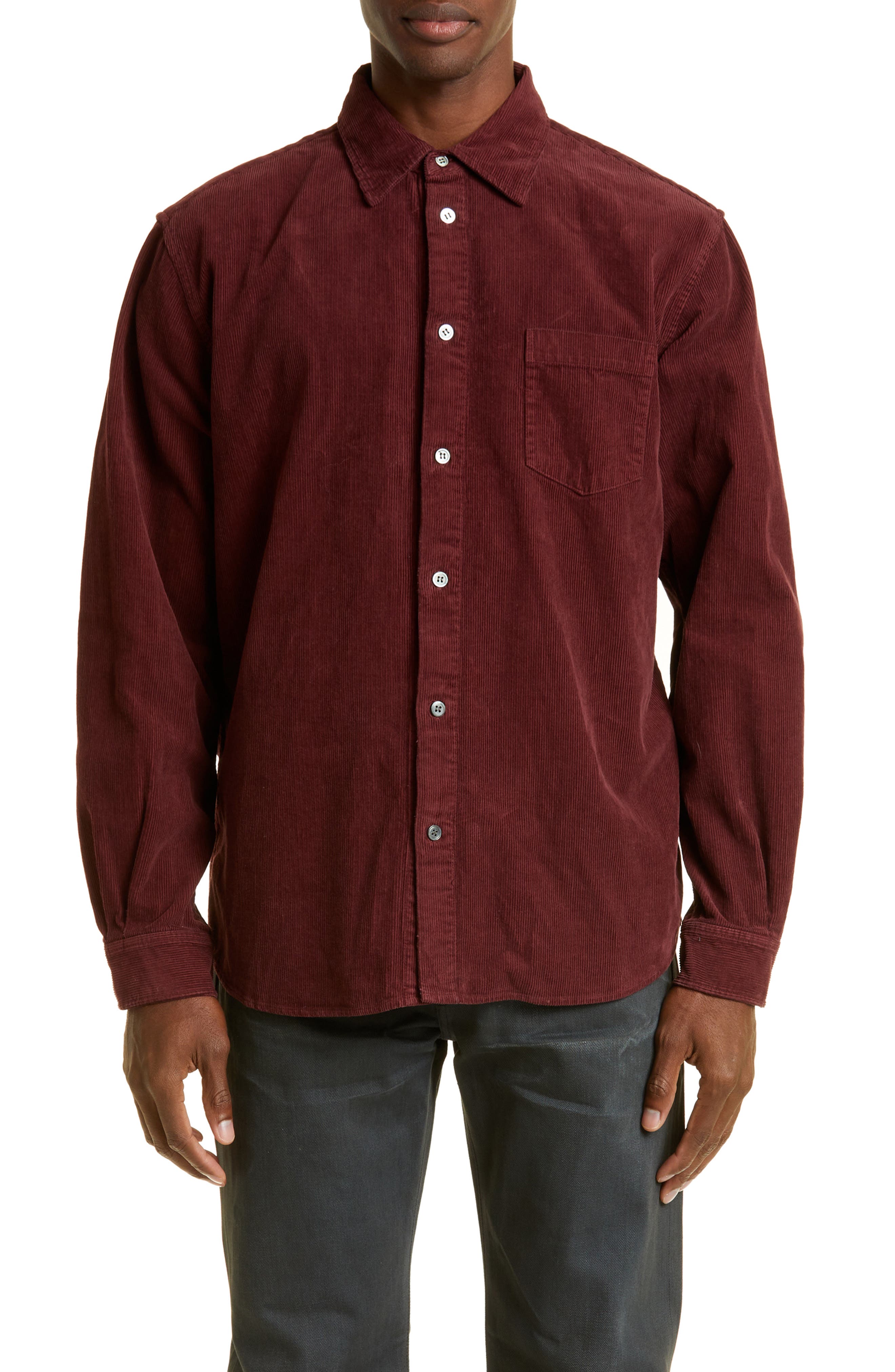 corduroy solid short sleeve basic shirts