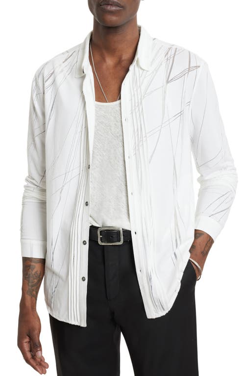 John Varvatos Phoenix Print Button-Up Shirt in White at Nordstrom, Size Xx-Large