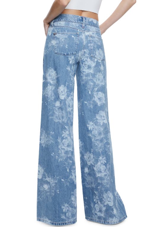 Shop Alice And Olivia Alice + Olivia Trish Low Rise Wide Leg Jeans In Lotus Floral