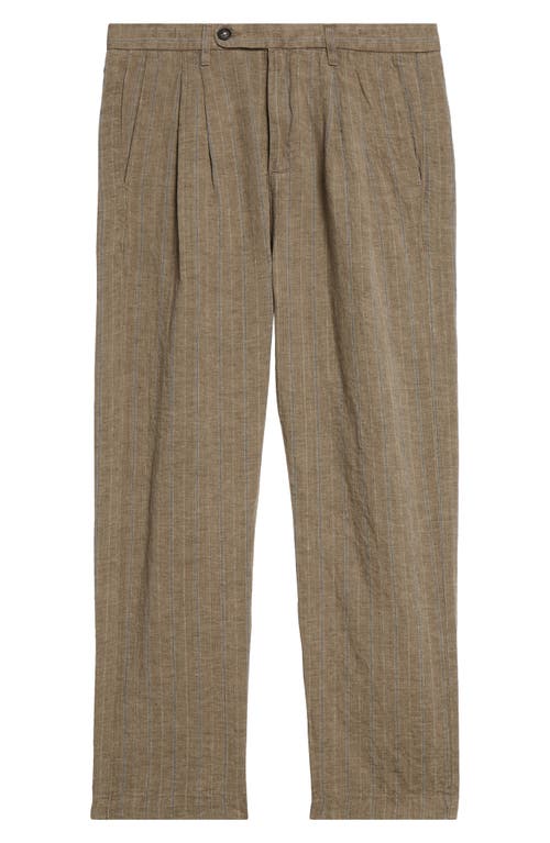 Stripe Pleat Front Linen Pants in R707 Spago