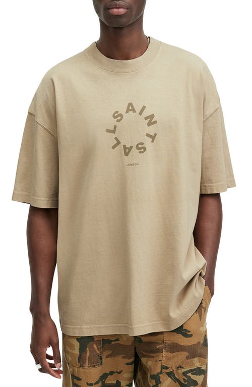 Shop Allsaints Tierra Cotton Graphic T-shirt In Boston Taupe