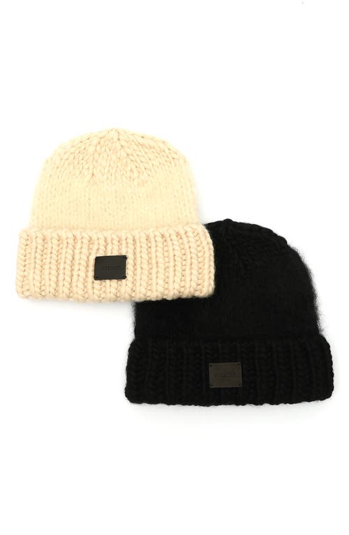 Allsaints Yarn Mix Knit Beanie In Black