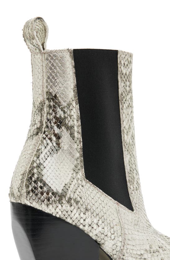 Shop Allsaints Ria Snake Embossed Pointed Toe Chelsea Boot In Metallic Gold