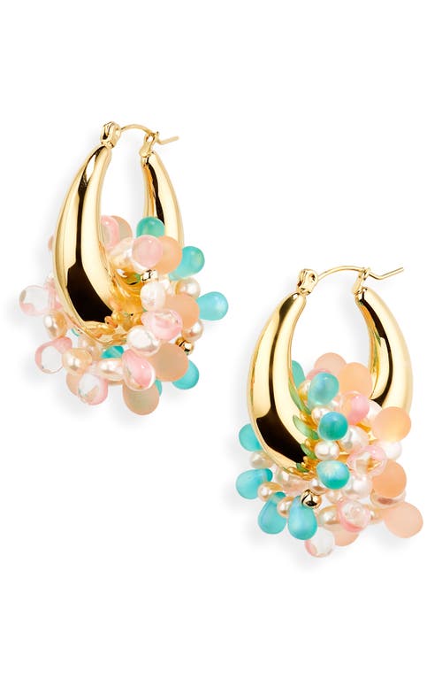 Reef Beaded Chain Hoop Earrings in Anemone