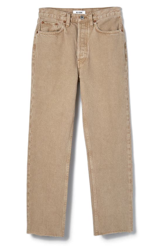 Re/done Originals High Waist Stove Pipe Jeans In Washed Khaki