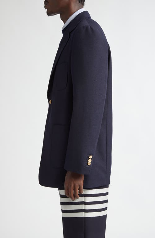 Shop Thom Browne Unstructured Virgin Wool Hopsack Sport Coat In Navy