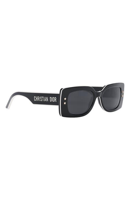 Shop Dior 'pacific S1u 53mm Rectangular Sunglasses In Shiny Black/smoke