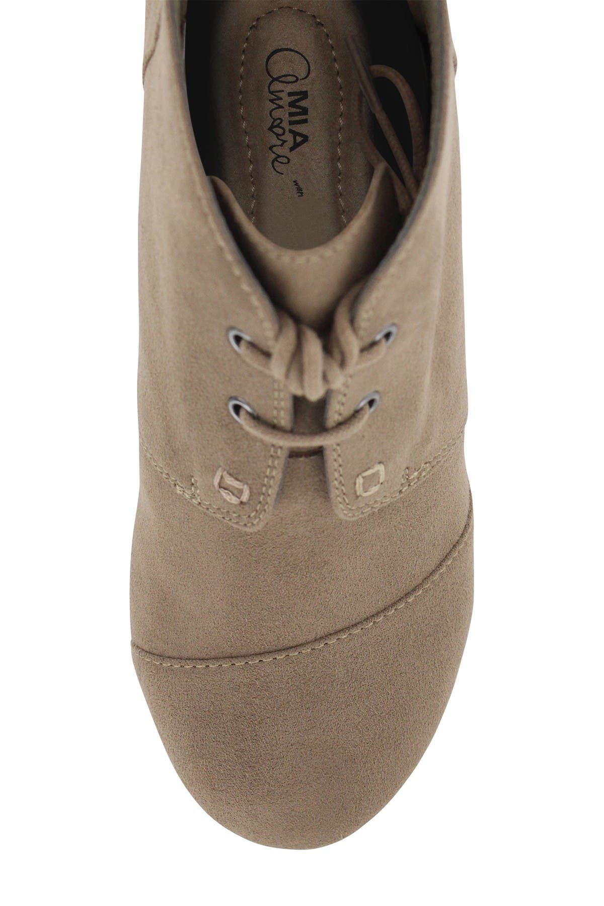 mia sarah lace up wedge bootie