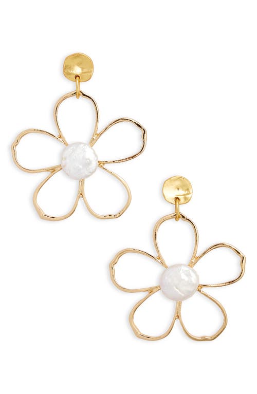 Karine Sultan Flower Drop Earrings in Gold 