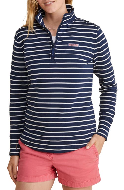 Vineyard Vines Dreamcloth Relaxed Half Zip Sweatshirt In Stripe - Navy/ White