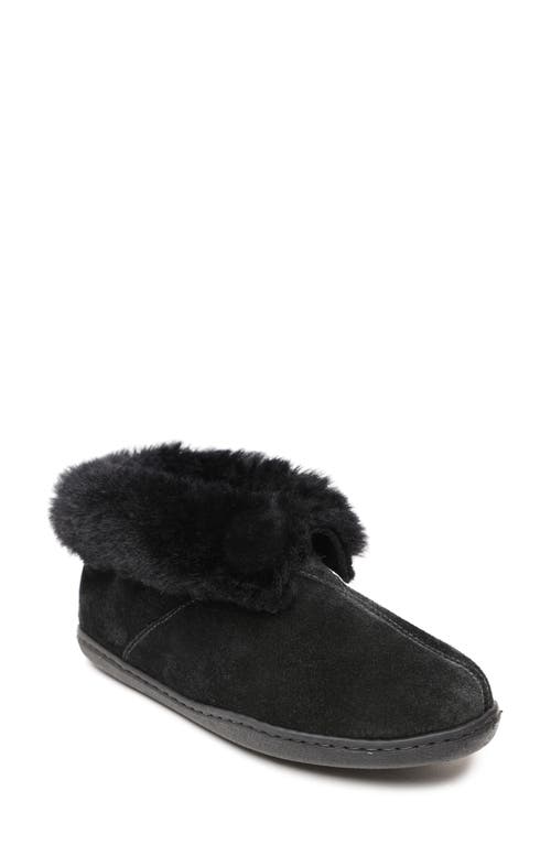 Genuine Sheepskin & Suede Slipper in Black