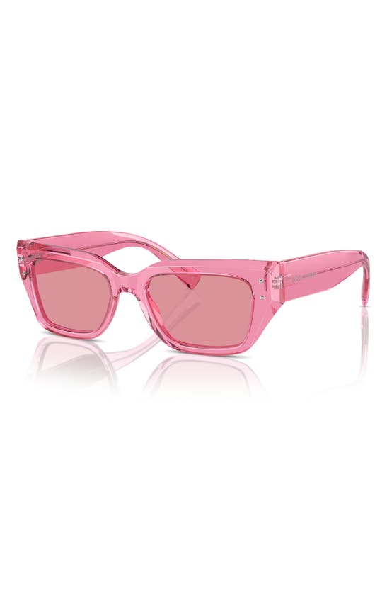 Shop Dolce & Gabbana 52mm Cat Eye Sunglasses In Trans Pink