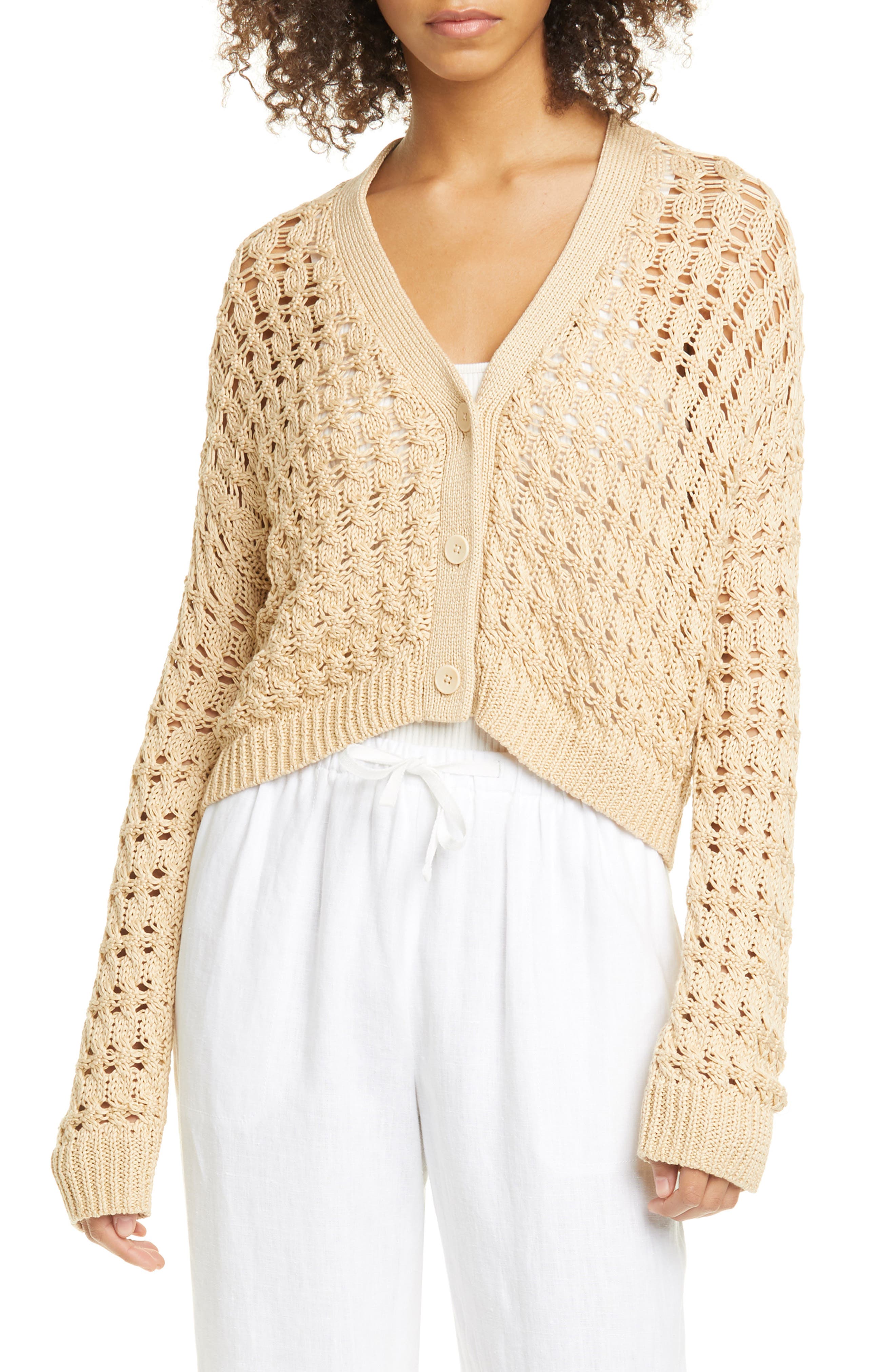 vince open cable cardigan