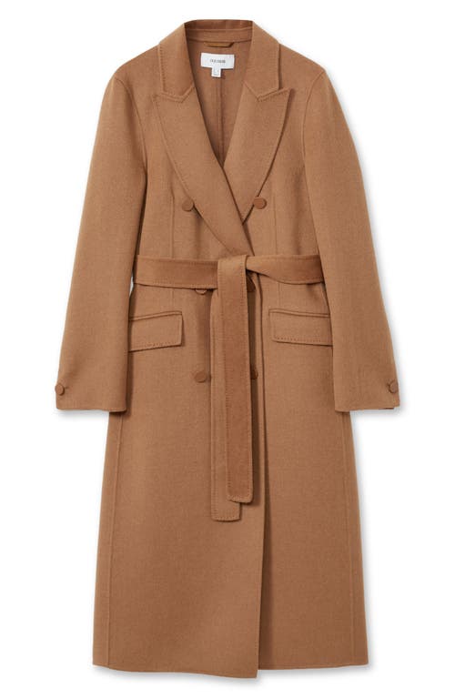 Shop Reiss Maeve Wool Blend Double Breasted Coat In Toffee