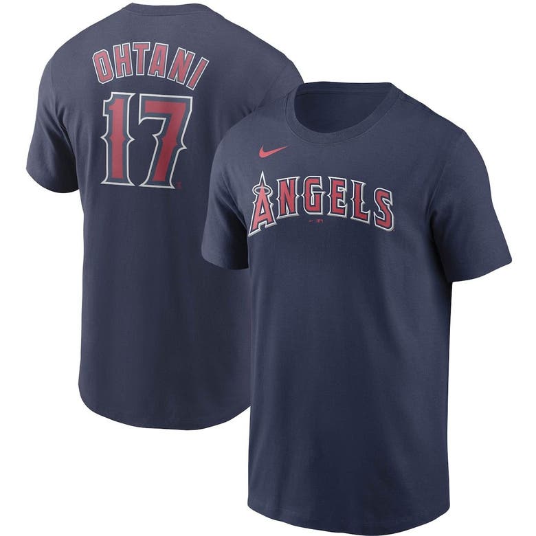 Men's Nike Shohei Ohtani Navy Los Angeles Angels Name & Number T-Shirt