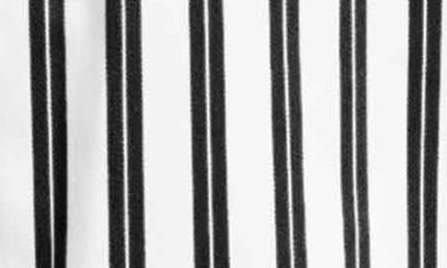 Foxcroft Pamela Stripe Cotton Blend Tunic Shirt In Black/white