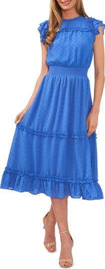 CeCe Clip Dot Flutter Sleeve Midi Dress | Nordstrom