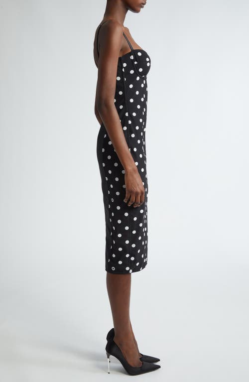 Shop Dolce & Gabbana Dolce&gabbana Polka Dot Corset Sheath Dress In Black/white Dot