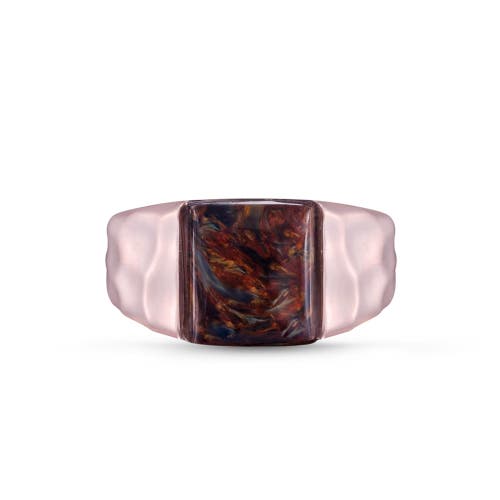 LUVMYJEWELRY LUVMYJEWELRY RED PIETERSITE TEXTURED STERLING SILVER MEN SIGNET RING