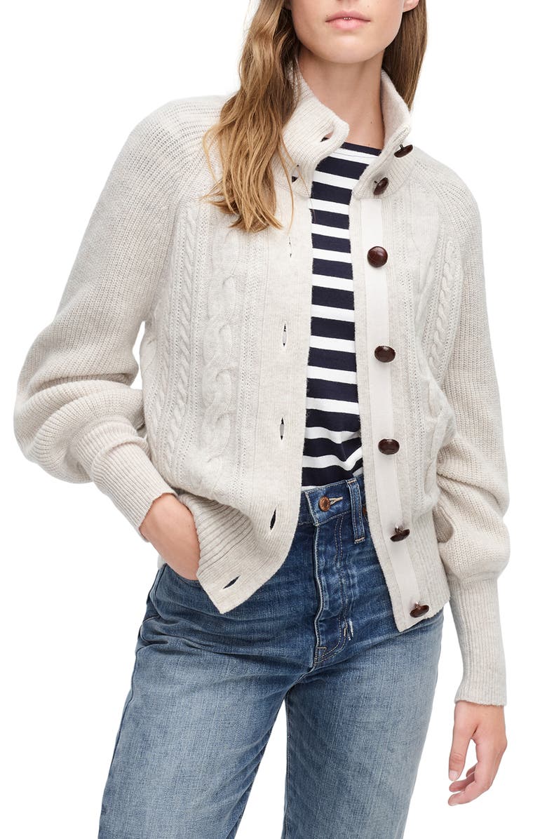 J.Crew Balloon Sleeve Cable Knit Cardigan (Regular & Plus Size) Nordstrom