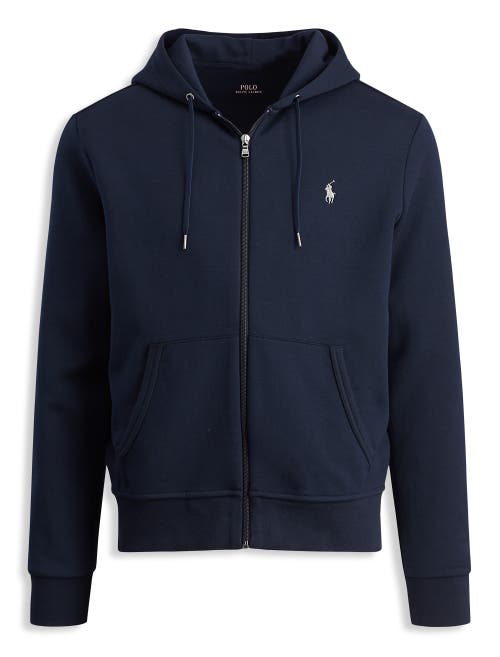 Shop Polo Ralph Lauren Double-knit Full-zip Hoodie In Aviator Navy