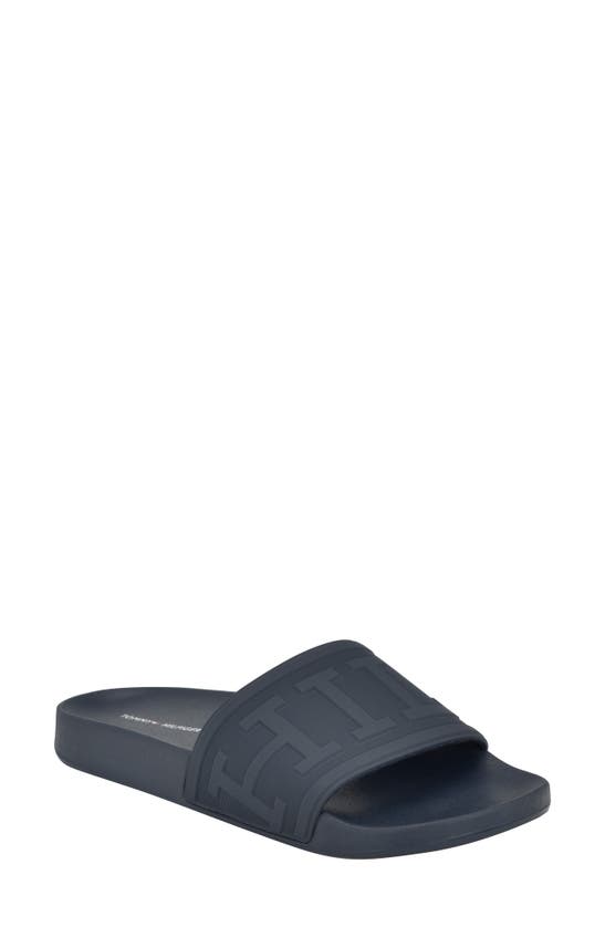 Tommy Hilfiger Logo Slide Sandal In Navy