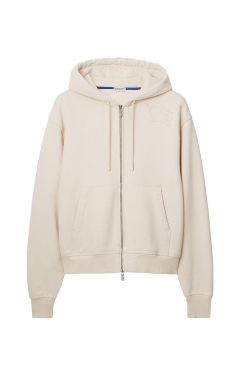 Shop Burberry Cotton Zip Hoodie In Soap