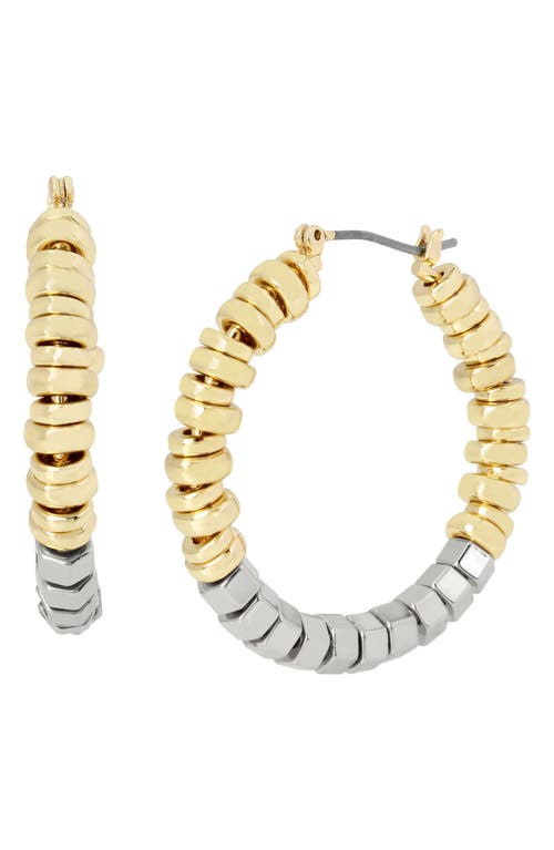 Allsaints Large Hex Bead Hoop Earrings In Gold