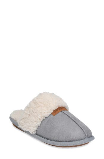 Gaahuu Faux Suede & Faux Shearling Lined Slipper In Grey