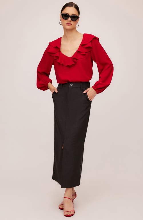 Shop Fifteen Twenty Rita Ruffle Top In Cherry