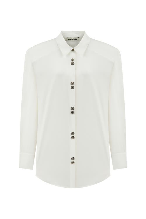 Shop Nocturne Long Sleeve Button- Up Shirt In Ivory