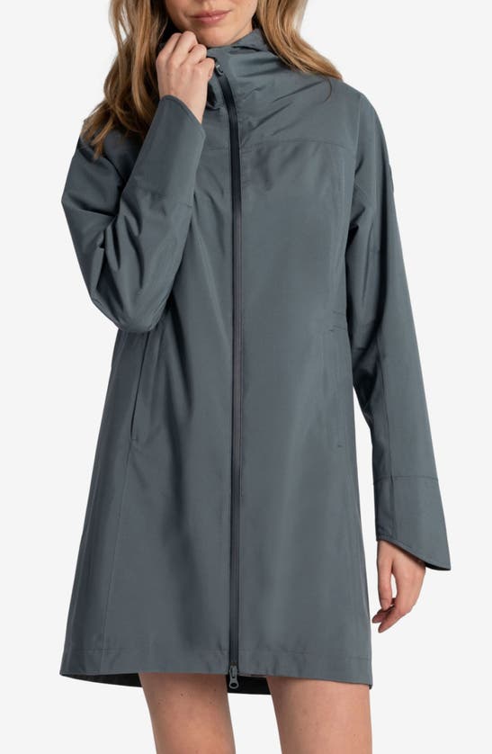 Shop Lole Element Hooded Waterproof Raincoat In Ash