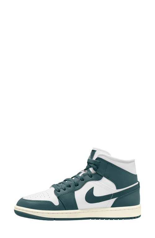 Shop Jordan Air  1 Mid Sneaker In White/oxidized Green/sail