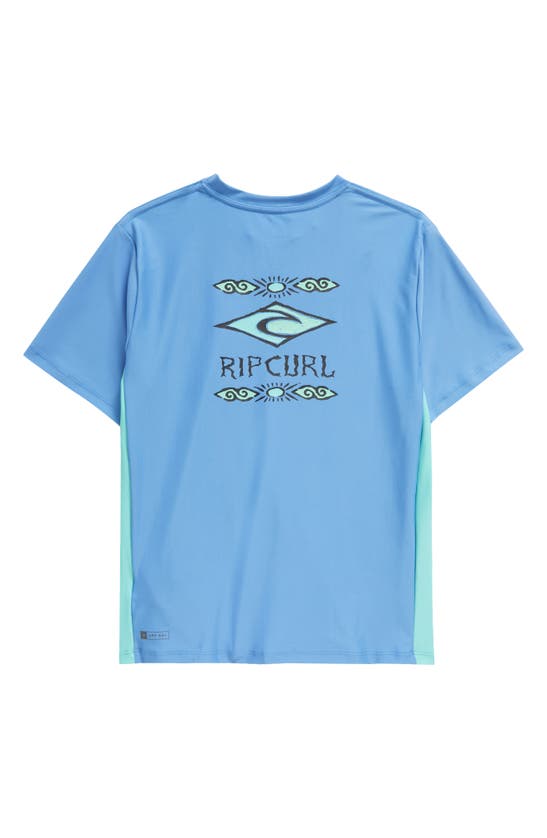 Shop Rip Curl Kids' Lost Islands Logo Short Sleeve Rashguard In Blue Yonder