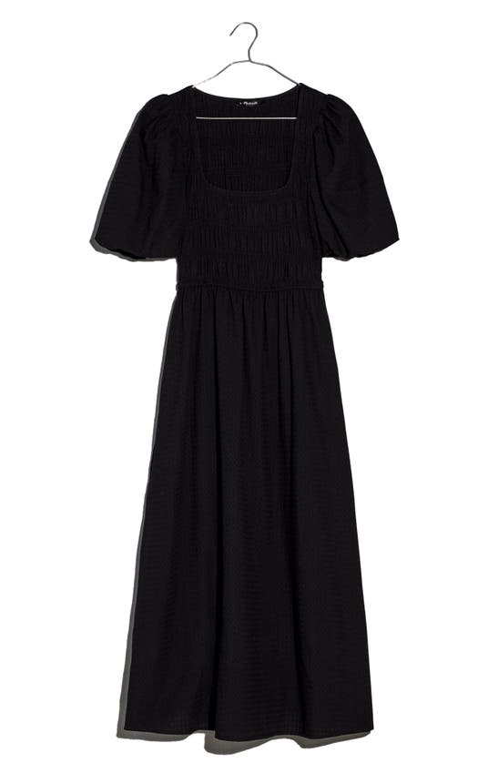 Madewell Lucie Puff-sleeve Midi Dress In Bk5229 | ModeSens