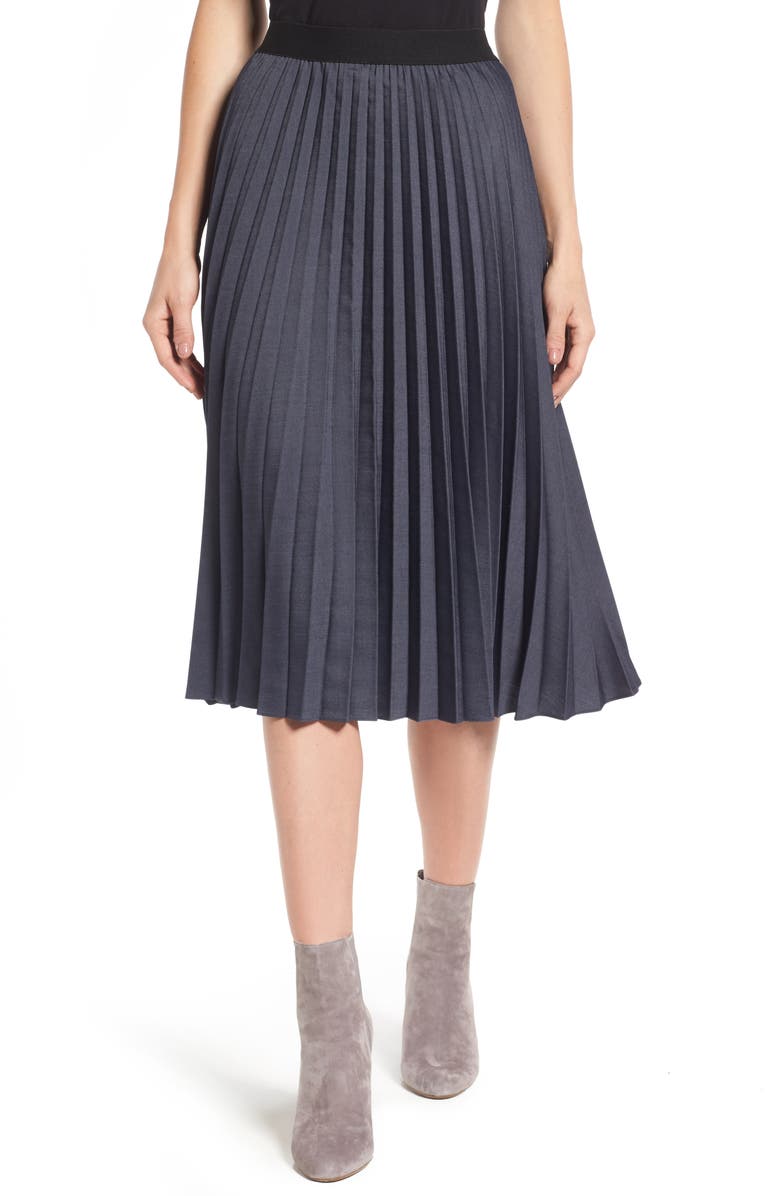 Halogen® Pleat Midi Skirt (Regular & Petite) | Nordstrom