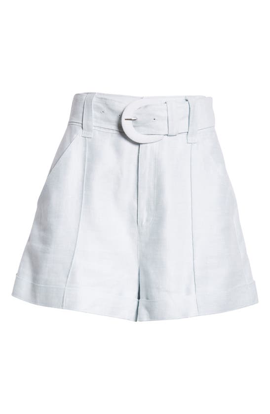 Shop Cinq À Sept Aldi Linen & Cotton Shorts In Glacial Blue
