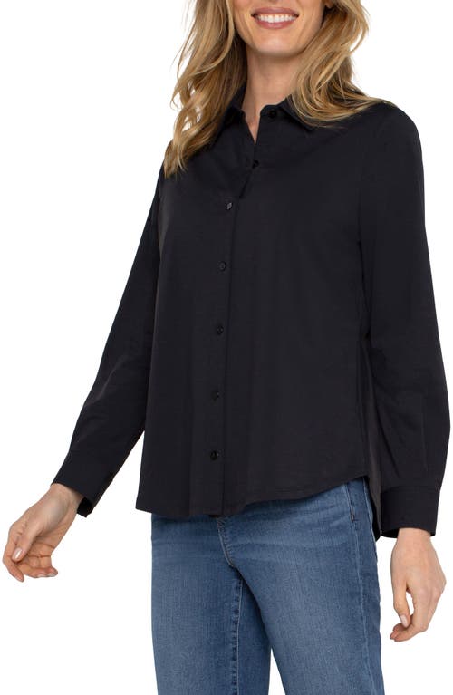 Shop Liverpool Los Angeles Knit Button-up Shirt In Black