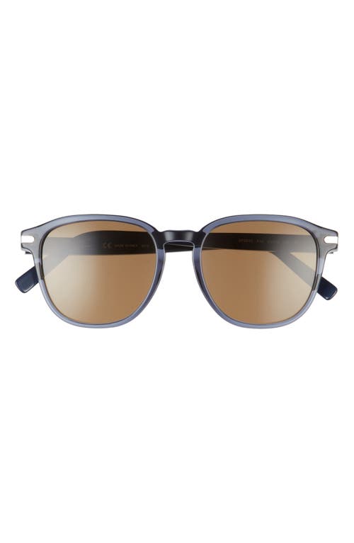 Shop Ferragamo Timeless 53mm Rectangular Sunglasses In Crystal Navy Blue/brown