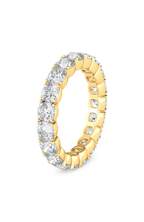 Hautecarat Cushion Cut Lab Created Diamond Eternity Ring In Yellow Gold