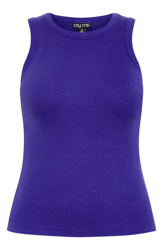 Shop City Chic Talia Rib Tank In Ultra Marine