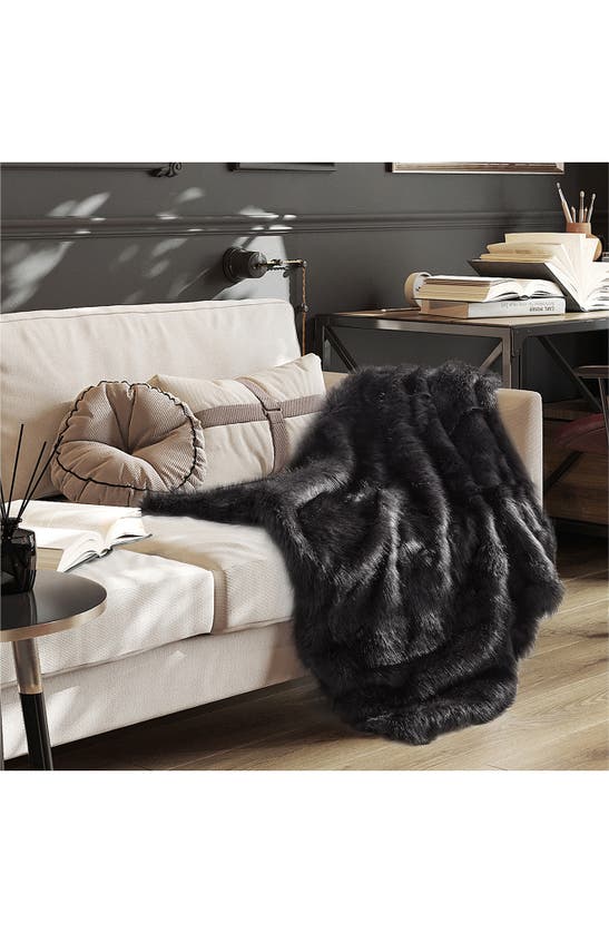 Shop Inspired Home Faux Fur Throw Blanket In Grey Wolf